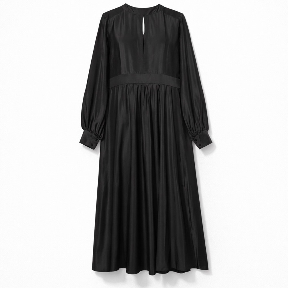 ASOS Curve Black Maxi Dress Keyhole Tie Neck‎ Oversized Size 22 Minimalist
